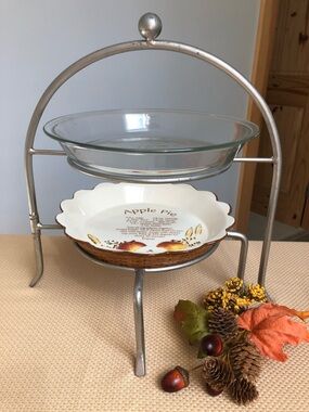 Two Tier Double Expandable Pie Plate Stand Rack